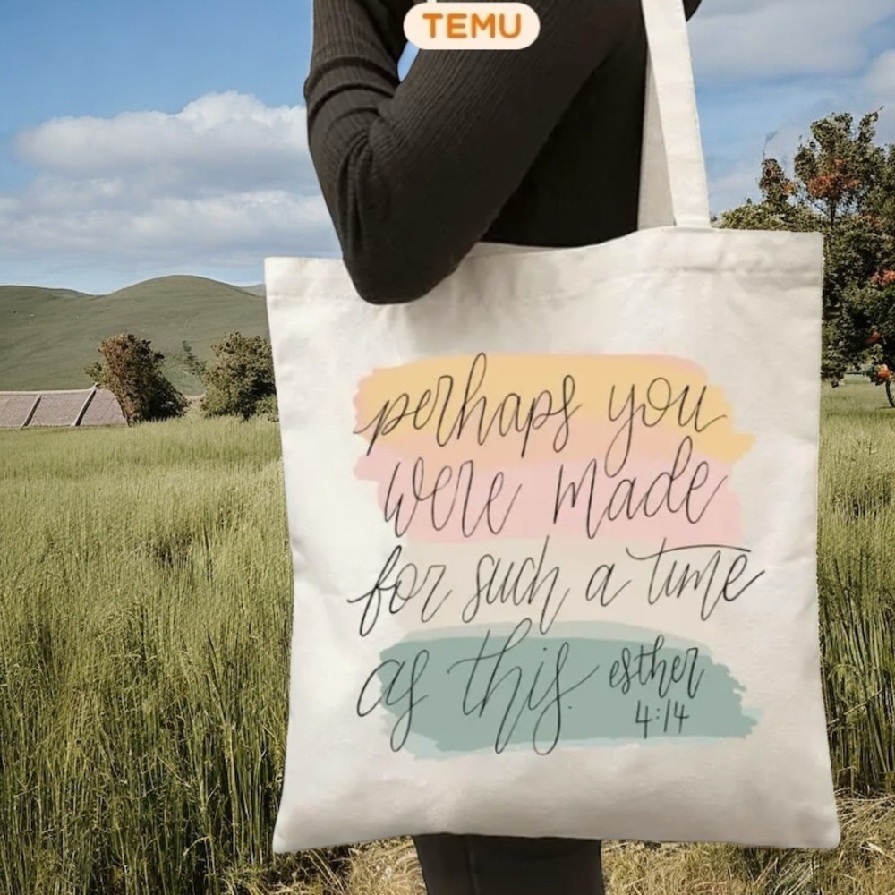 Inspirational Print Reusable Canvas Shopping Tote Beach Bag - Picture 10 of 10